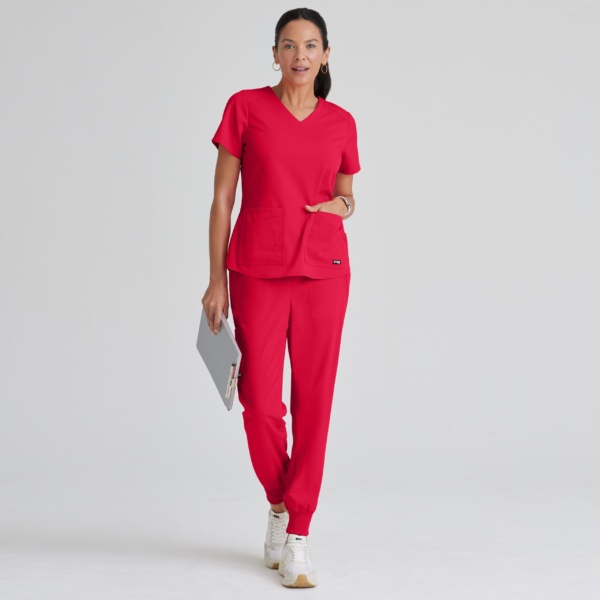 Жіночий медичний костюм Grey's Anatomy Strech червоний
