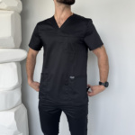 Медичний чоловічий костюм Revolution з V-подібним вирізом чорний - Зображення 7