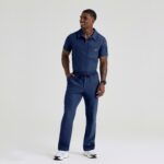 Мужской медицинский костюм Skechers by Barco тёмно-синий NAV, топ с воротником поло и прямые брюки